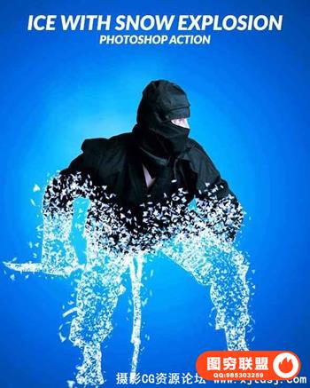 冰与雪爆炸消失PS动作 ICE with Snow Explosion Action(附教程) -