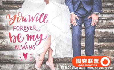 5K高清120个情人节婚礼手写浪漫语录和文字字体合成素材合集 -