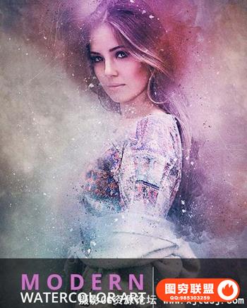 现代水彩艺术特效动作 Modern Watercolor Art - PS Action（附教程）