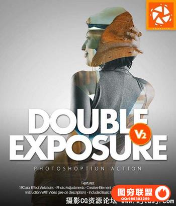 摄影后期双重曝光动作 Double Exposure 2 Action 附视频教程