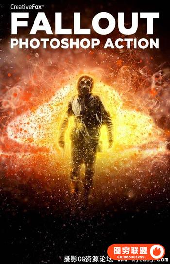 爆炸光效尘埃飞扬PS动作 Fallout Photoshop Action 附教程