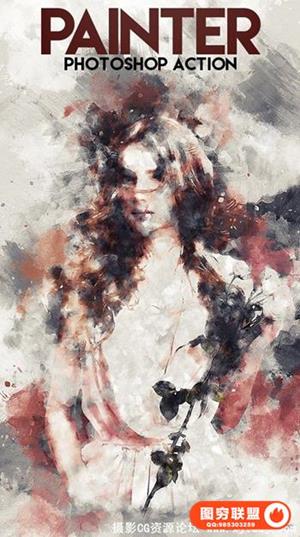 逼真的丙烯酸绘画动作 Painter Photoshop Action（附教程）