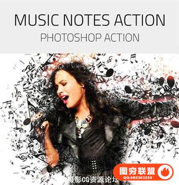 音乐海报必备特效动作 Music Notes Photoshop Action 附教程