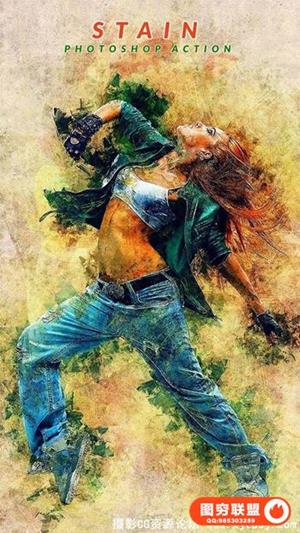 染色绘画PS动作 Stain Photoshop Action（附教程）