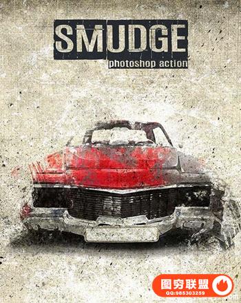 绘画涂抹污迹PS动作 Smudge - Photoshop Action（附视频教程）