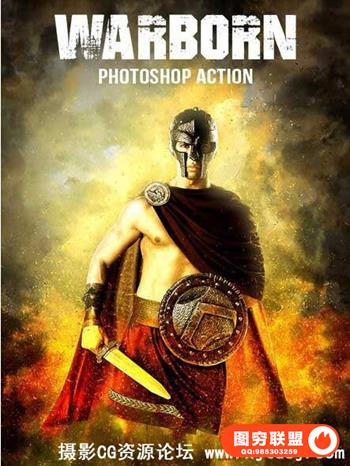 电影特效焰火烟雾PS动作 Warborn Photoshop Action（附教程）
