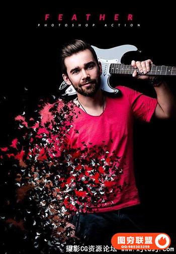 羽毛飞散PS动作Feather Photoshop Action(含视频教程)