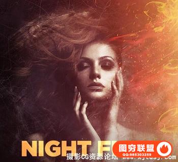 超酷火灾效应特效动作 Night Fury Photoshop Action(附教程)