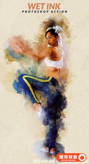 湿油墨特效PS动作 Wet Ink Photoshop Action（附视频教程）