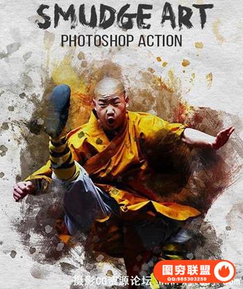 涂抹艺术绘画PS动作 Smudge Art Photoshop Action（附教程）