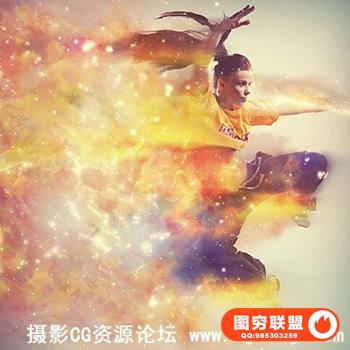 超酷宇宙粒子光效PS动作 Cosmic Photoshop Action 附视频教程