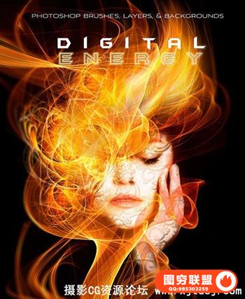 酷炫流动抽象元素几何线条PS笔刷 (Ron\'s Digital Energy)