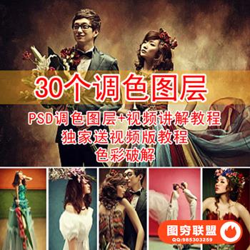 E235--薇拉摄影后期婚纱照片最新PSD调色图层 PSD分层源文件加视频讲解