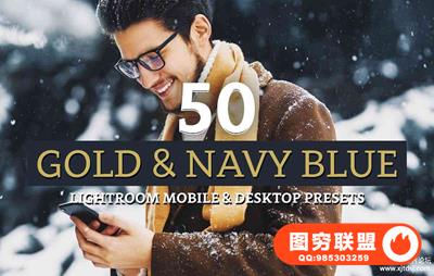 海军蓝旅拍胶片LR+APP预设/LUT预设 Gold & Navy Lightroom Presets LUT