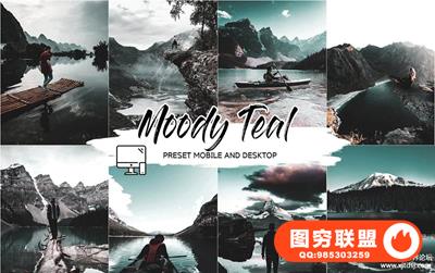 忧郁电影青色调LR预设+手机lr预设 MOODY TEAL LIGHTROOM PRESETS