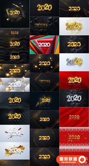 36个精美大气年字体模板矢量素材