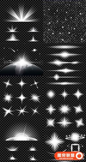 11款光效光束舞台背景设计太阳光光芒万丈日出光晕半圆形米字型矢量素材