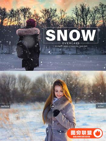 25款雪花飘舞背景叠层照片装饰图片素材 25 Snow Photoshop