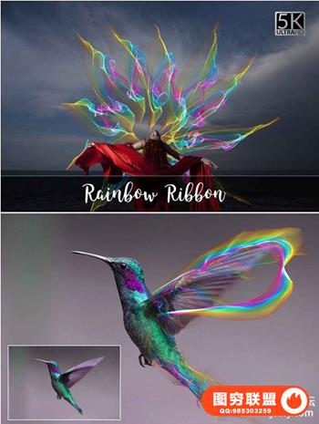 5K高分辨率彩虹色带叠层背景PNG