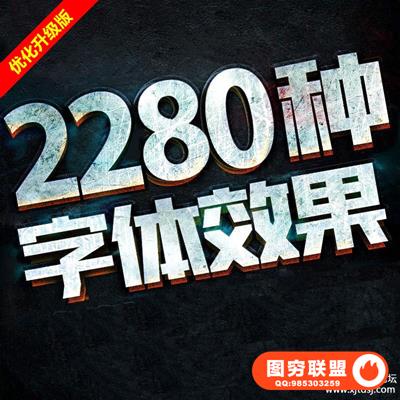 PS海报字体特效金属效果3D立体智能图层文字样式PSD设计素材模板