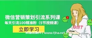 价值百万的微信营销策划引流系列课，每天引流100精准粉