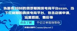 外面卖3888的俄罗斯跨境电商Ozon，当下红利期的跨境电商平台