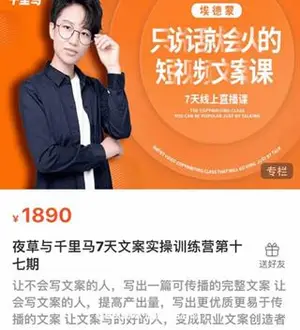 夜草与千里马7天文案实操训练营第十七期价值1890元