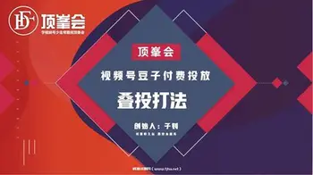 顶峰会 视频号付费投放系统课,视频号豆子付费投放·叠投打法(高清视频课)