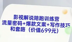 影视解说陪跑训练营，从新手进阶到成熟自媒体达人价值699元