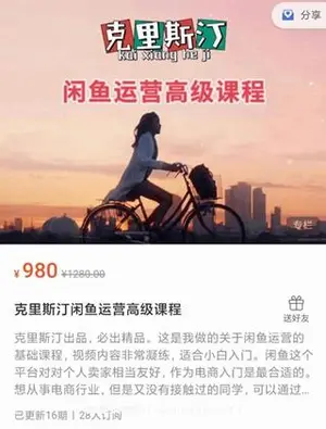 克里斯汀闲鱼运营高级课程价值980元