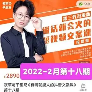 夜草与千里马：只说话就会火的短视频文案课18期价值2890元