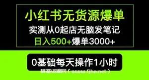 小红书无货源暴利掘金，无门槛日入500+，爆单3000+可长期操作