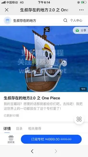 生叔存在的地方2.0 之 One Piece价值4999元（完结）