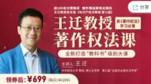 王迁教授的著作权法课价值1299元