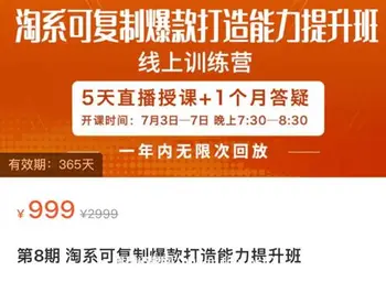 第8期·淘系可复制爆款打造能力提升班价值999元-
