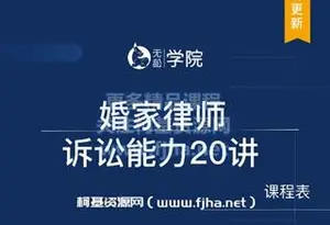 讼无学院：《婚家师律诉讼能力20讲》价值179元