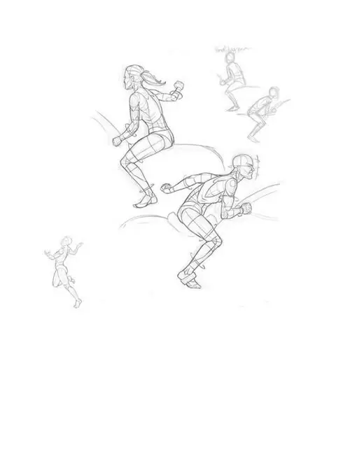 姿势动态速写500例结构骨骼提炼线稿绘画设计参考素材