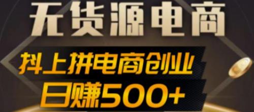 抖上拼无货源电商创业项目、外面收费12800，日赚500+的案例解析参考