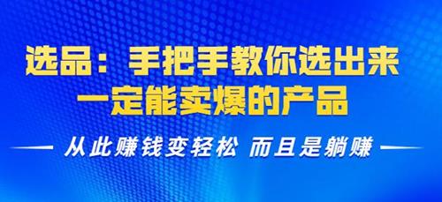 选品：手把手教你选出来，一定能卖爆的产品从此赚钱变轻松而且是躺赚