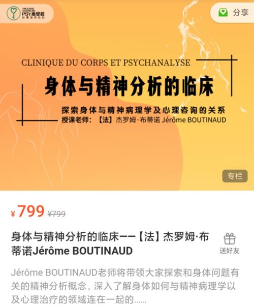 【法】杰罗姆·布蒂诺 身体与精神分析的临床20讲视频