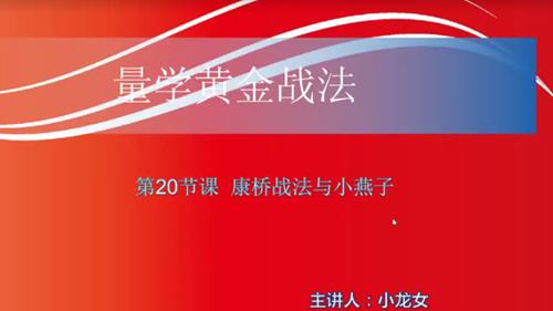 【小龙女】量学大讲堂-聂金群《量学黄金战法》第二期
