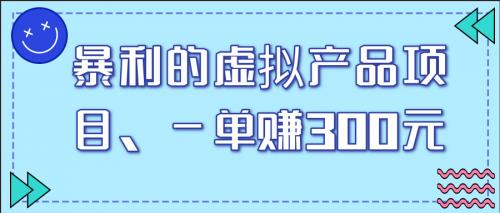 暴利的虚拟产品项目，一单赚300元