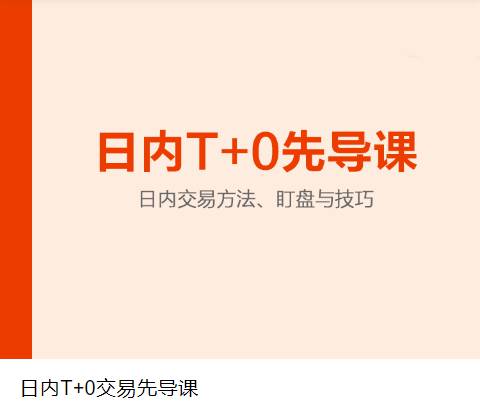 日内T+0交易先导课