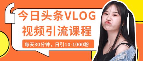 今日头条VLOG视频引流课程：每天30分钟，日引10-1000粉