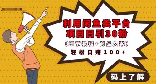 利用闲鱼平台卖项目课程日引流30+精准粉丝，轻松日赚100+