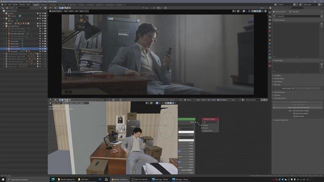 Blender控制灯光模拟不同室内办公室环境效果教程-中英字幕