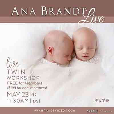 [新生儿童]摄影师Ana Brandt双胞胎新生儿包裹裹布造型布光教程-中文字幕