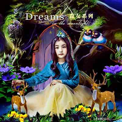 [儿童]影楼模板森女系列-红唇女孩儿童PSD模板