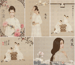 [写真]中国风复古风孙郡工笔画亚麻肌理影楼PSD模板40P（附教程）