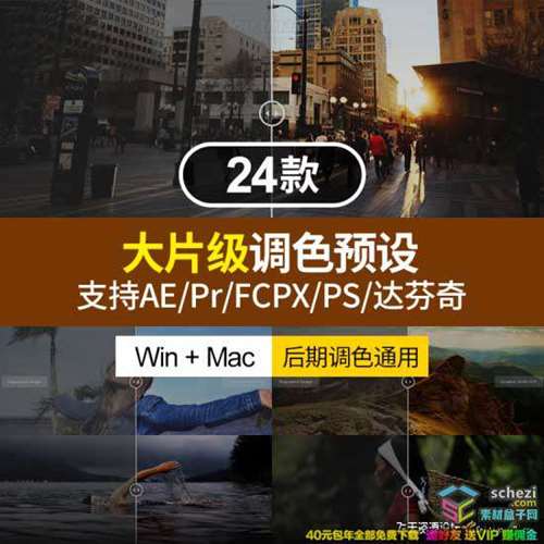 LUTS调色预设好莱坞电影级视频MV滤镜支持AE/PR/FCPX/达芬奇/PS